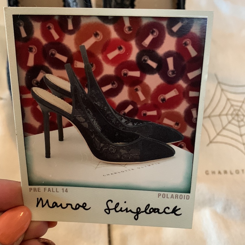 Black Lace Slingback Pointed-Toe Heels
